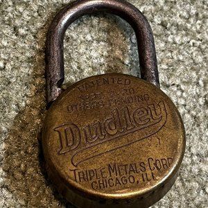 ANTIQUE College Used - DUDLEY COMBINATION LOCK PADLOCK Pat. 1920 Chicago IL Nice